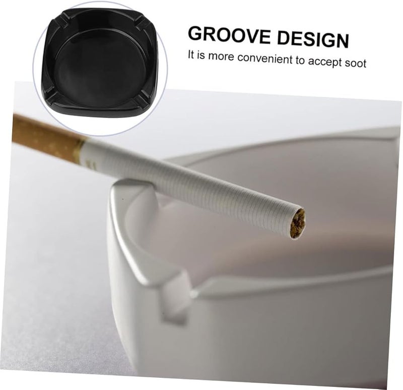 Cabilock 3 قطع من منفضة سجائر سوداء مربعة للاستخدام الخارجي المنزلي بورسلين مقلد - Image 4